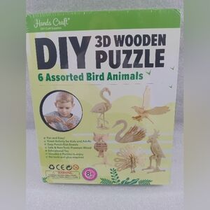 Hands Craft DIY 3D Wooden Puzzle 6 Assorted Bird Animals Puzzles NEW Unopened